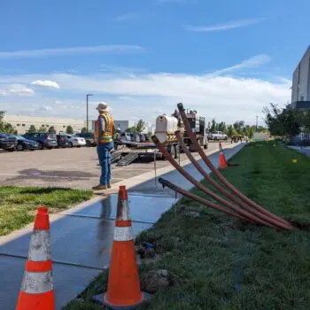 Utility worker on roadside construction