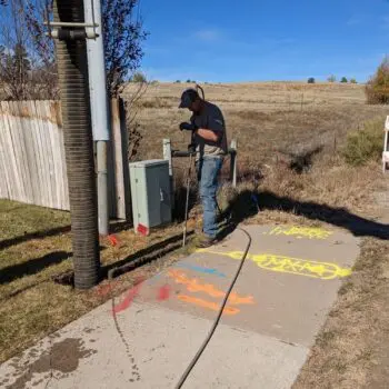 Worker fixing outdoor utility box