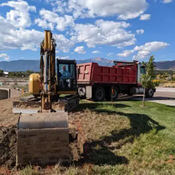 Excavation site with heavy machinery