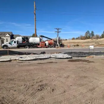 Vacuum truck at construction site