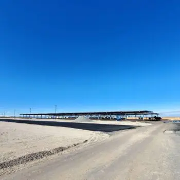 Construction site under blue sky