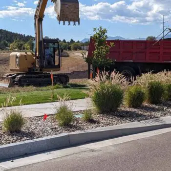 Construction excavation with heavy machinery