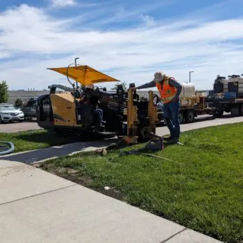 Underground cable installation construction site