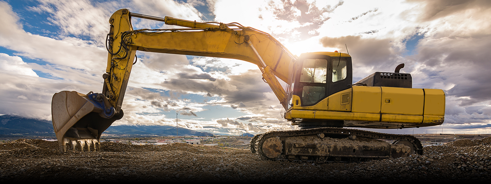 Excavator at construction site operation