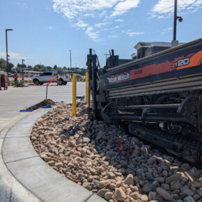 Construction site with drilling equipment